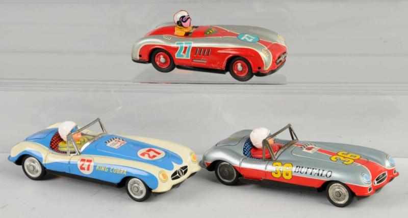 Appraisal: Lot of Tin Mercedes Race Car Friction Toys Description Japanese