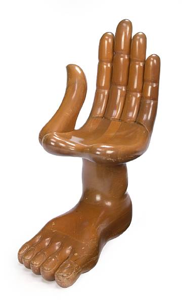 Appraisal: Pedro Friedeberg Mexican born Hand and Foot Chair mahogany signed