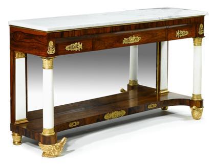 Appraisal: Classical rosewood parcel gilt and marble pier tableThe rectangular white