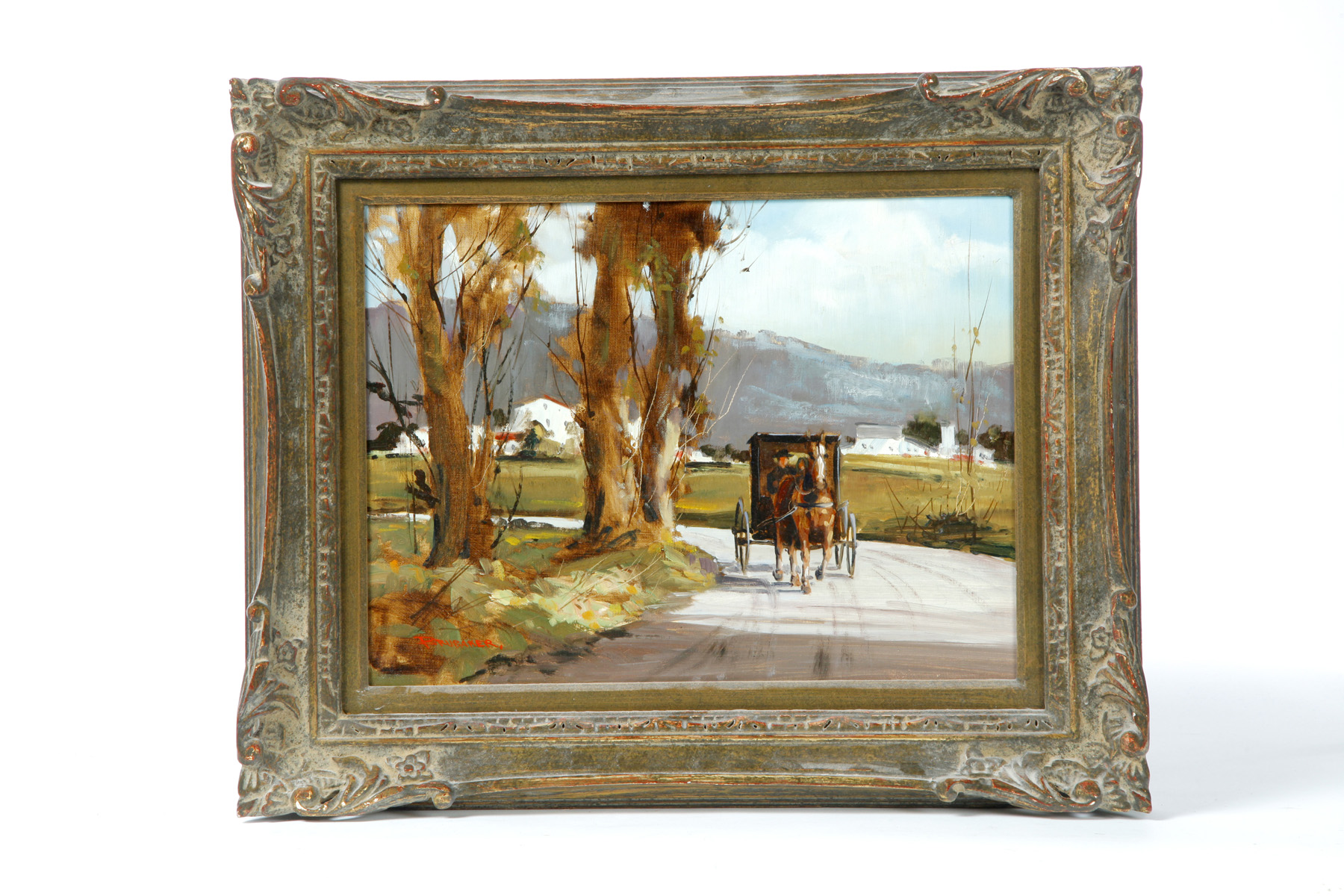 Appraisal: COUNTRY SCENE WITH CARRIAGE BY ROBERT BRUBAKER OHIO ND HALF-