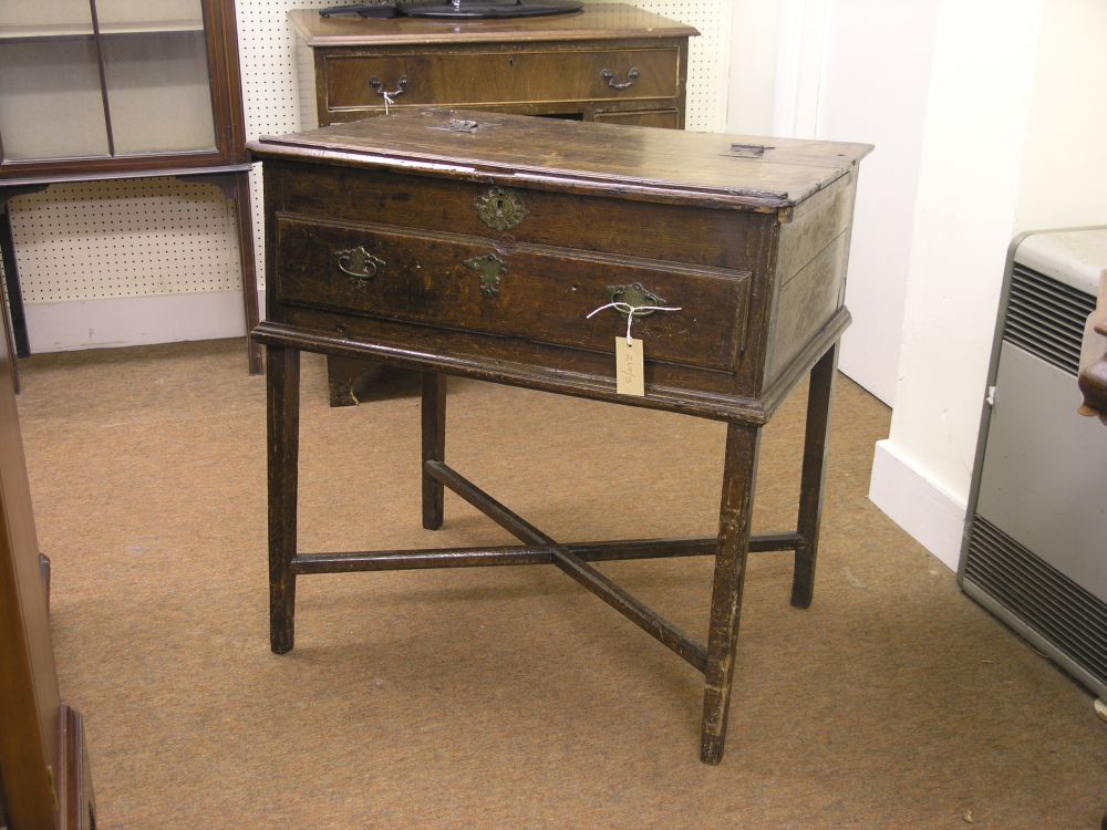 Appraisal: An oak writing desk basically mid th century hinged top