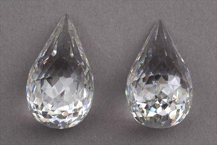 Appraisal: Two Faceted Briolite Rock Crystal Drops