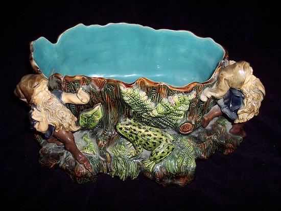 Appraisal: An R M Krause majolica jardini re modelled as two