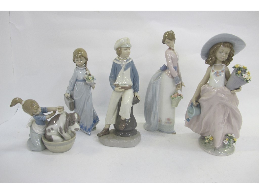 Appraisal: Five Lladro figures including Bashful Bather and A Wish Come