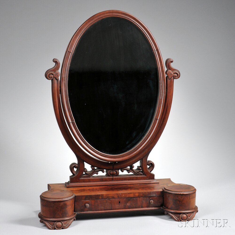 Appraisal: Victorian Carved Mahogany Dressing Mirror I F Meakin Baker Street