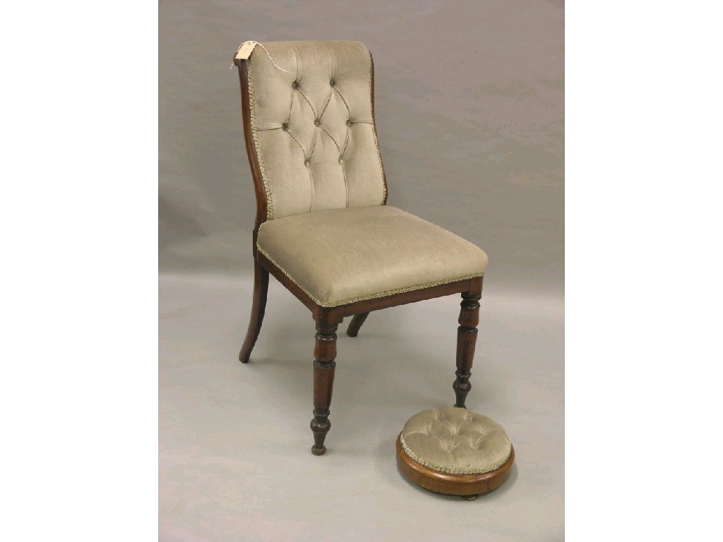 Appraisal: A Victorian mahogany single chair upholstered in a buttoned celadon