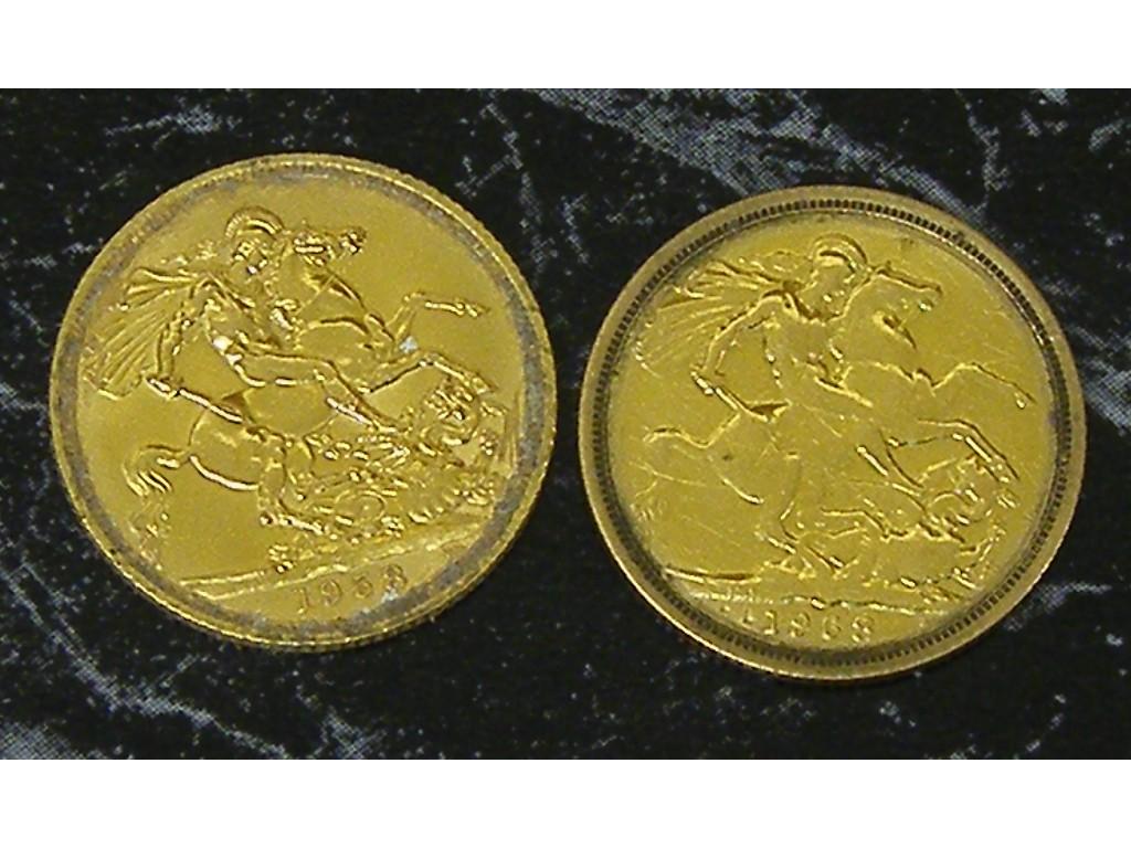 Appraisal: Two sovereign coins and gm each