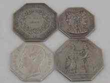 Appraisal: Four French octagonal commemorative medallions being a Napoleon III ''Quo