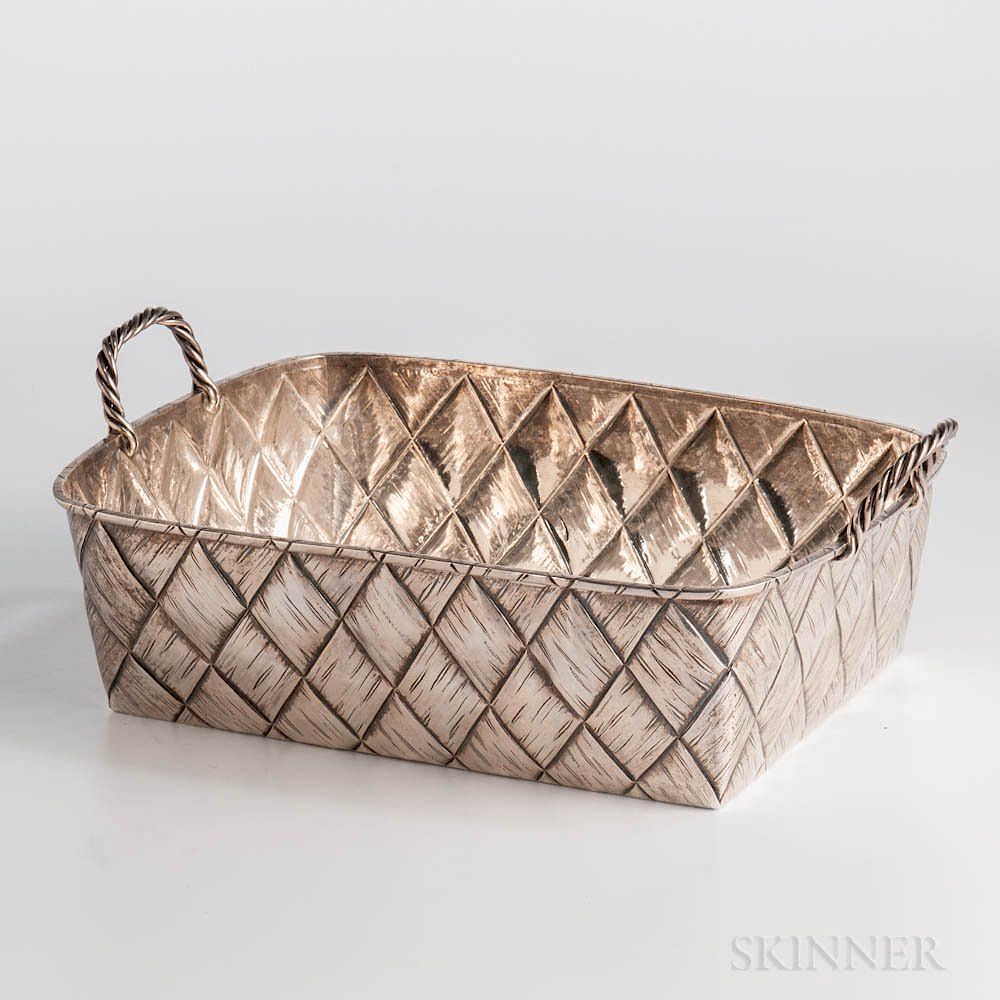 Appraisal: Russian Silver Trompe l'Oeil Basket Russian Silver Trompe l'Oeil Basket