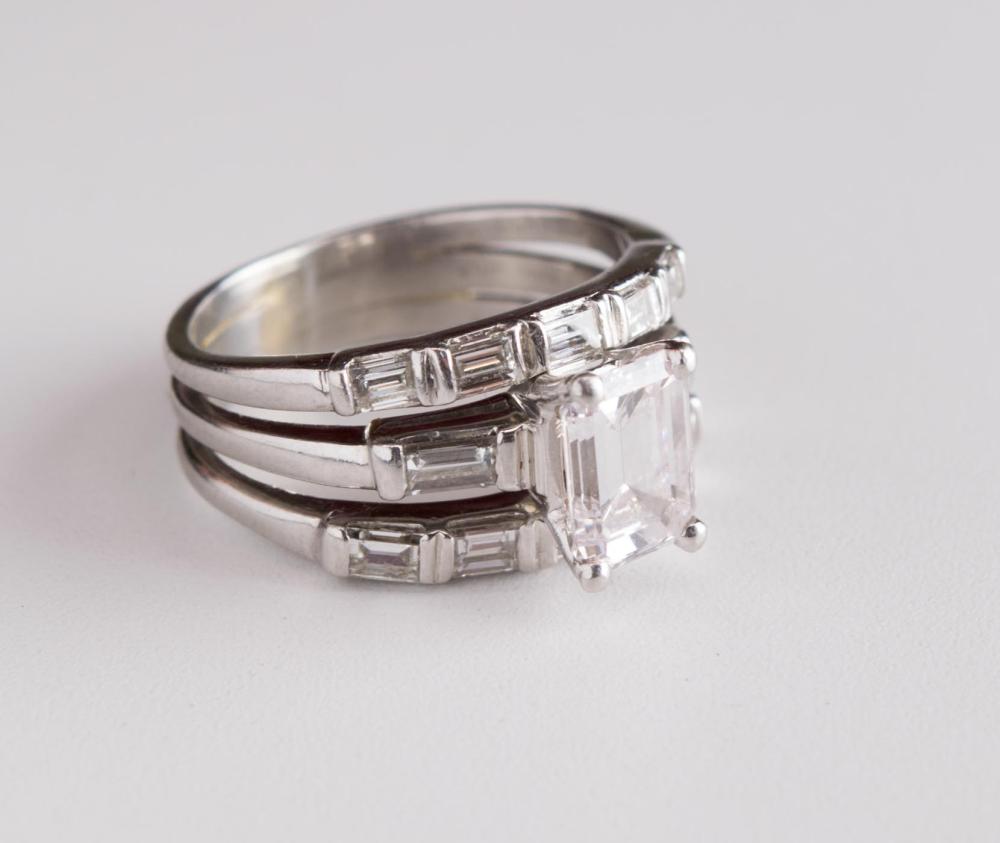 Appraisal: ESTATE DIAMOND AND PLATINUM WEDDING SET WITH APPRAISAL The platinum