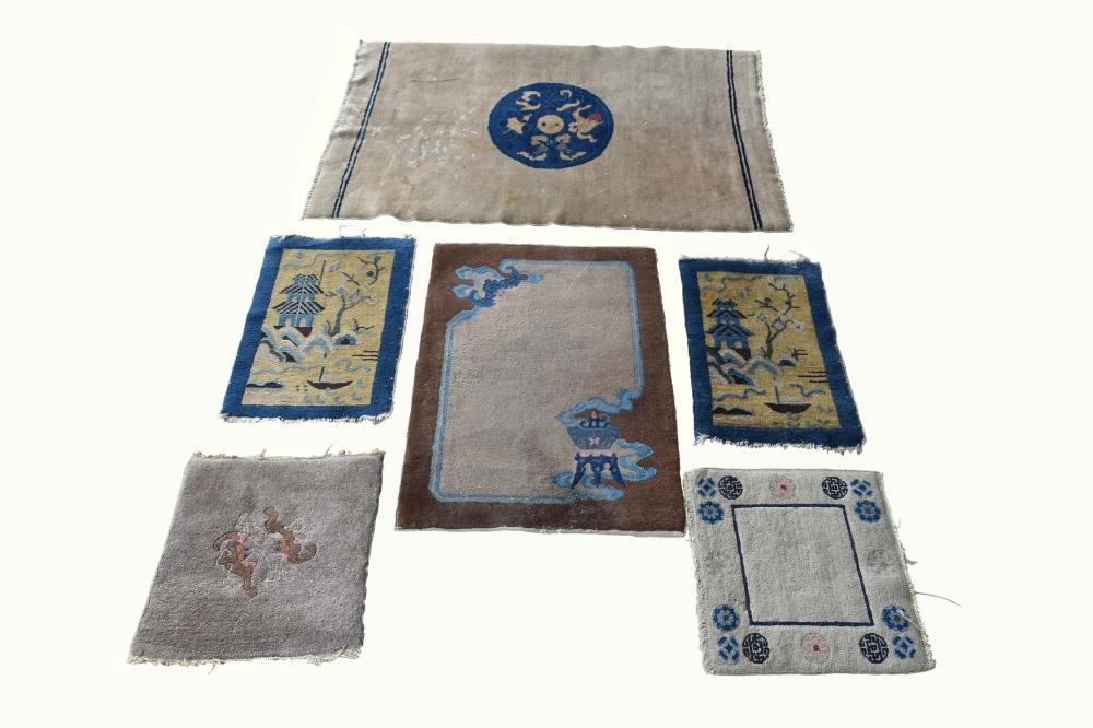 Appraisal: SIX CHINESE RUGS AND MATSFirst half th Century The first