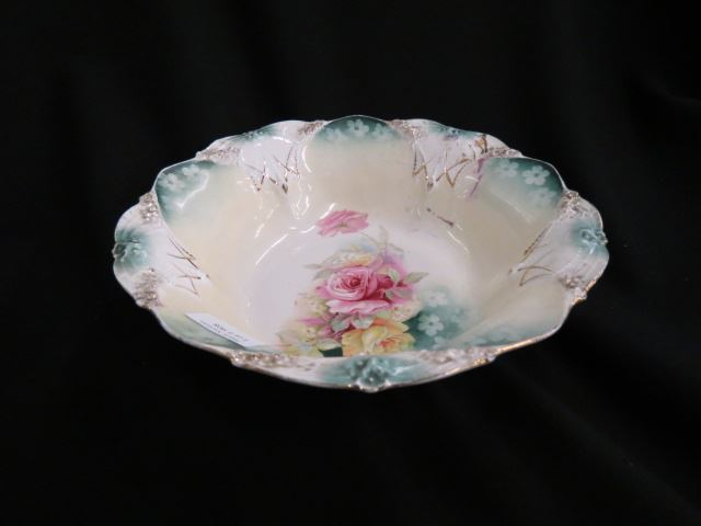 Appraisal: R S Prussia Porcelain Berry Bowl floral signed excellent