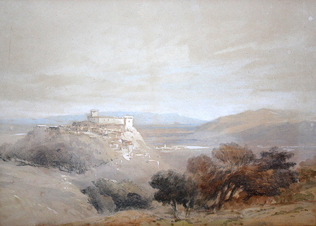 Appraisal: CIRCLE OF EDWARD LEAR - View of Monte Cassino watercolour