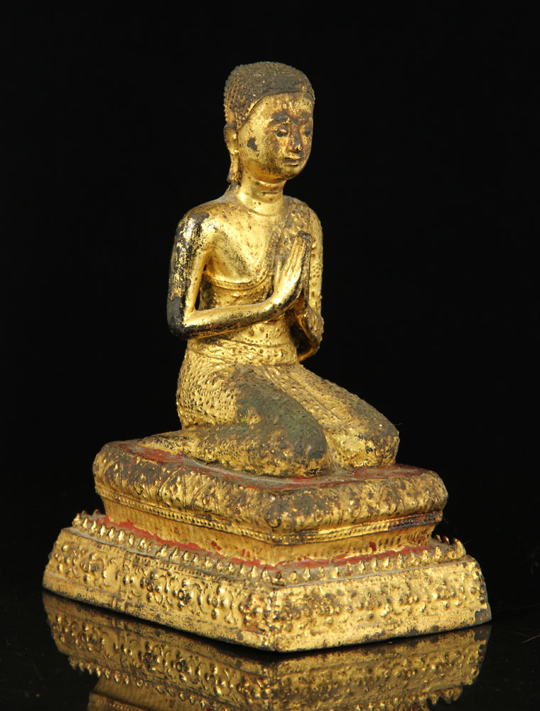 Appraisal: - th C Thai Gilt Bronze Seated Buddha th century