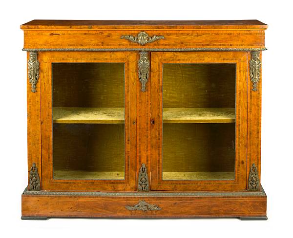 Appraisal: A Napoleon III gilt bronze mounted inlaid walnut vitrine third