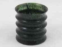 Appraisal: A Chinese spinach jade brushpot ribbed to represent bamboo cm