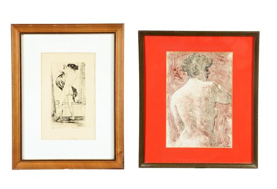 Appraisal: TWO PRINTS BY CLYDE SINGER OHIO - Both of nude