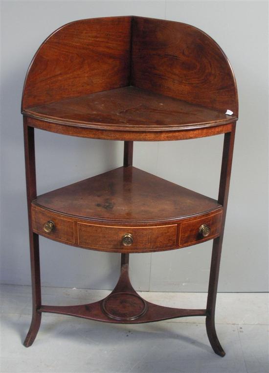 Appraisal: th century mahogany and boxwood strung washstand the central tier