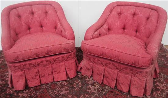 Appraisal: PAIR OF CLUB CHAIRS Manufactured by Kindel Red upholstered with