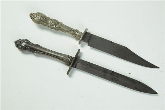 Appraisal: TWO KNIVES Probably England th century Both have German silver