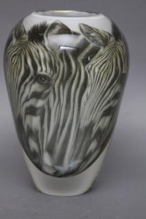 Appraisal: Sato SatoZebra Vase Blown glass Signed and dated in h