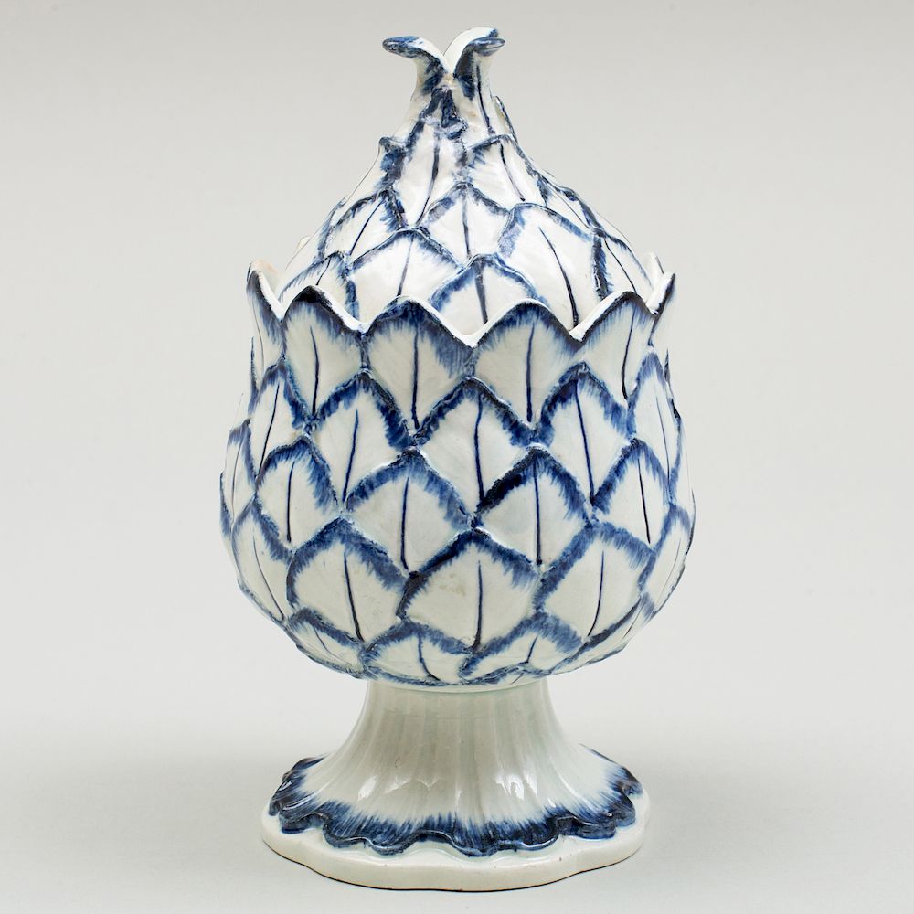 Appraisal: Wedgwood Pearlware Blue and White Artichoke Custard Cup and Cover