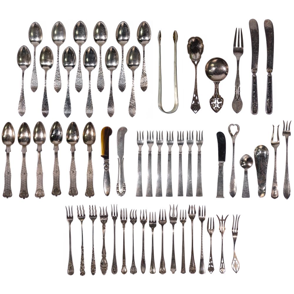 Appraisal: STERLING SILVER FLATWARE ASSORTMENT items including knives cocktail forks spoons