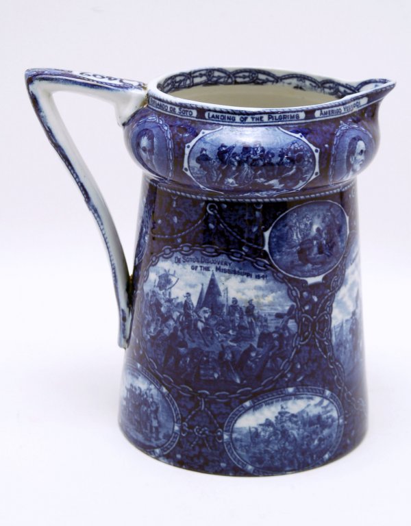 Appraisal: Flow blue Columbus pitcher cylindrical form with cupped rim and