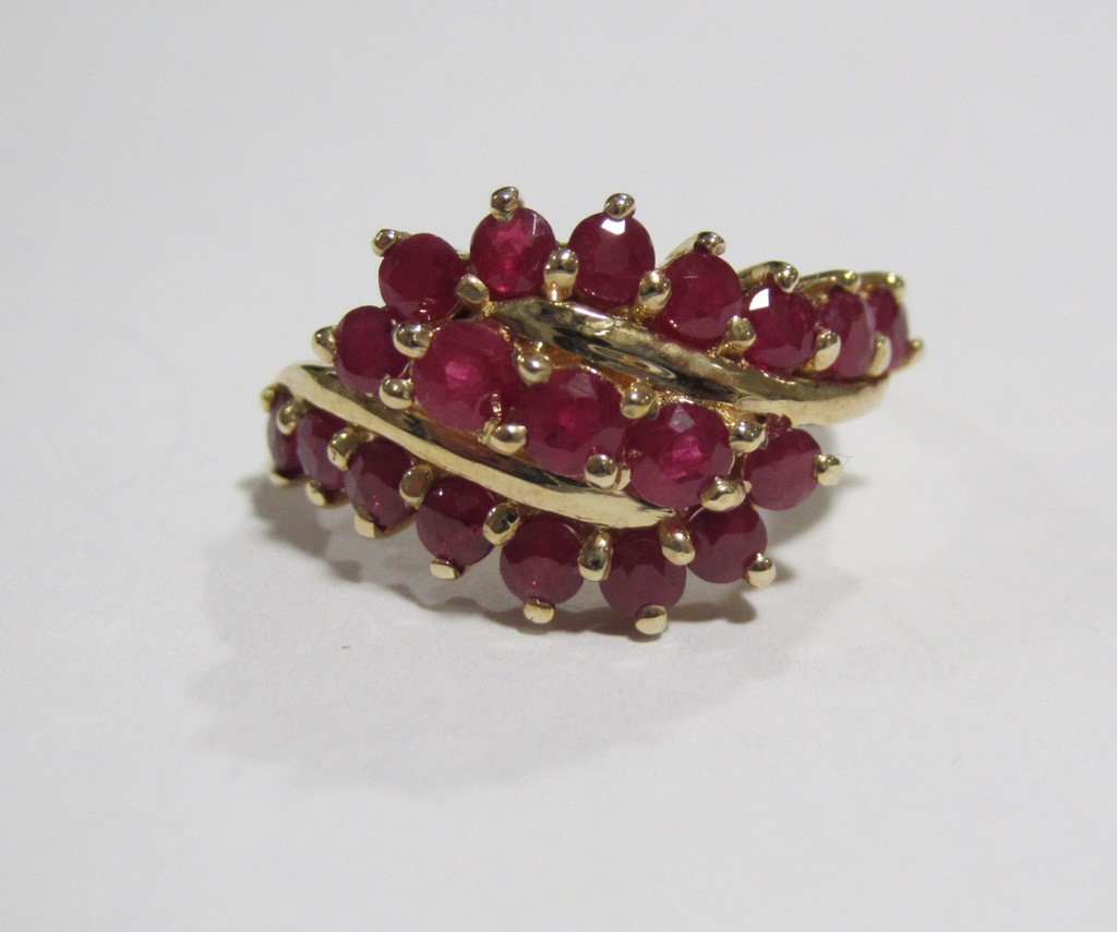 Appraisal: Lot comprising a ct gold ruby cluster ring and a