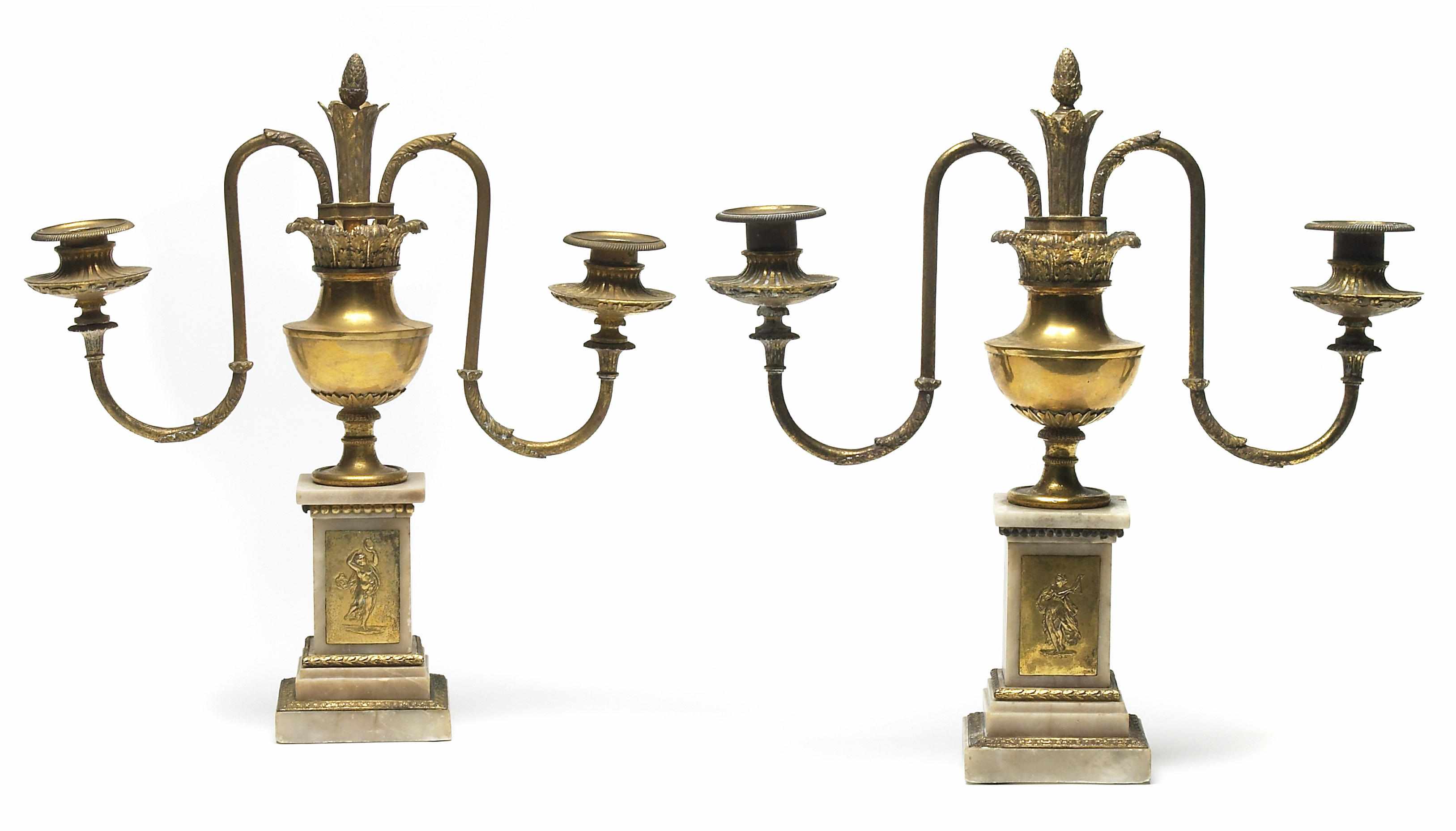 Appraisal: A pair of Louis XVI style gilt bronze and marble