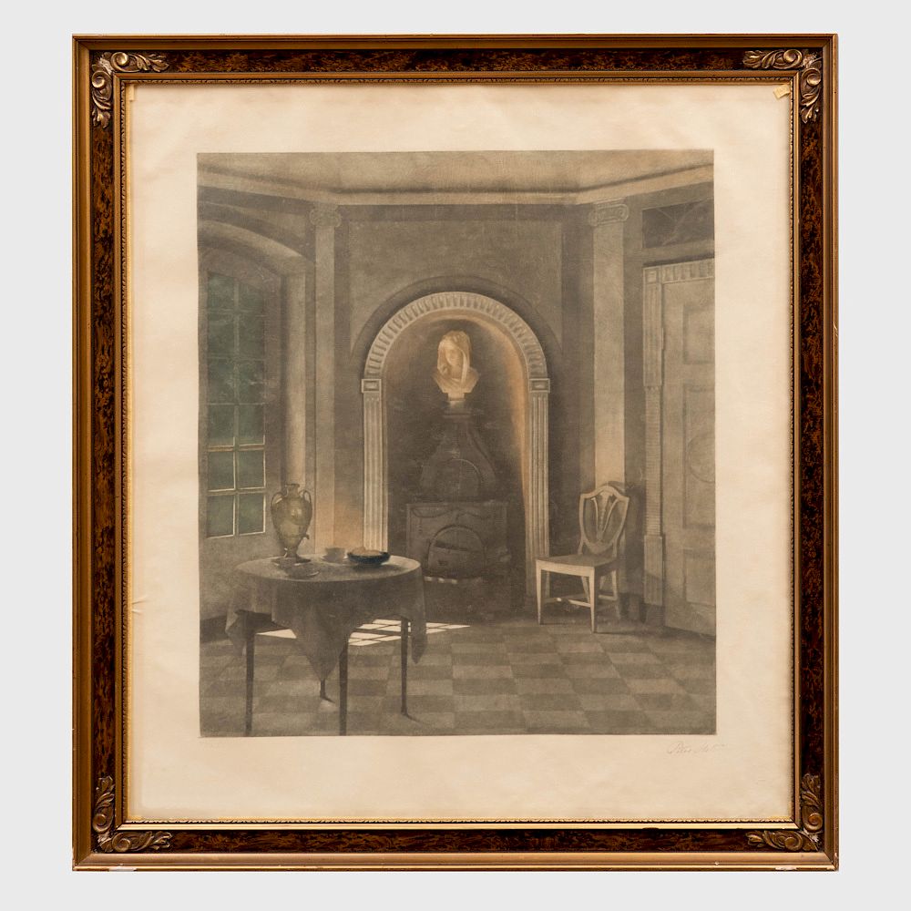 Appraisal: th Century School Interior Aquatint in colors on wove paper