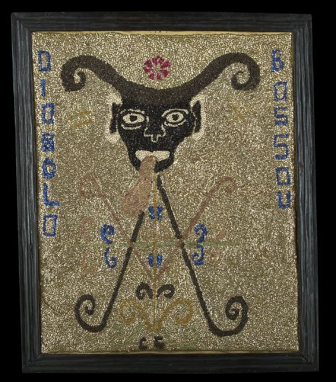 Appraisal: Haitian Sequined Drapeau of Diobolo Bossou a sacred animal of