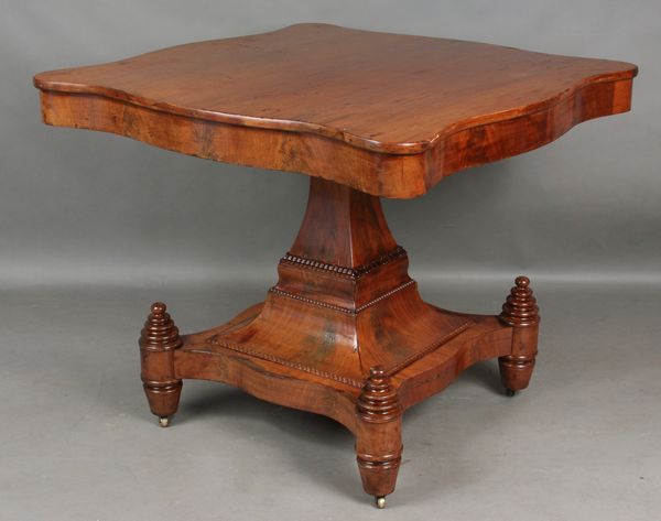 Appraisal: th Century Classical Empire flame mahogany center table h x