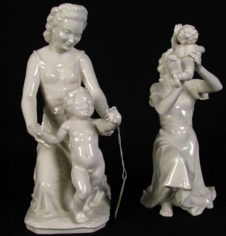 Appraisal: Two Hutschenreuther white glazed porcelain Figural Groupings both depicting mothers