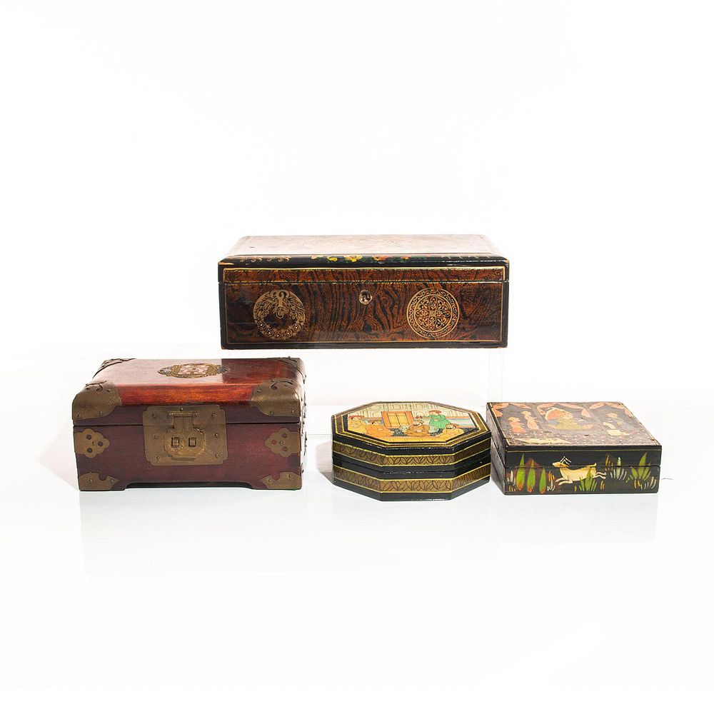 Appraisal: TH CENTURY ASIAN JEWELRY BOXES Wood boxes in a variety