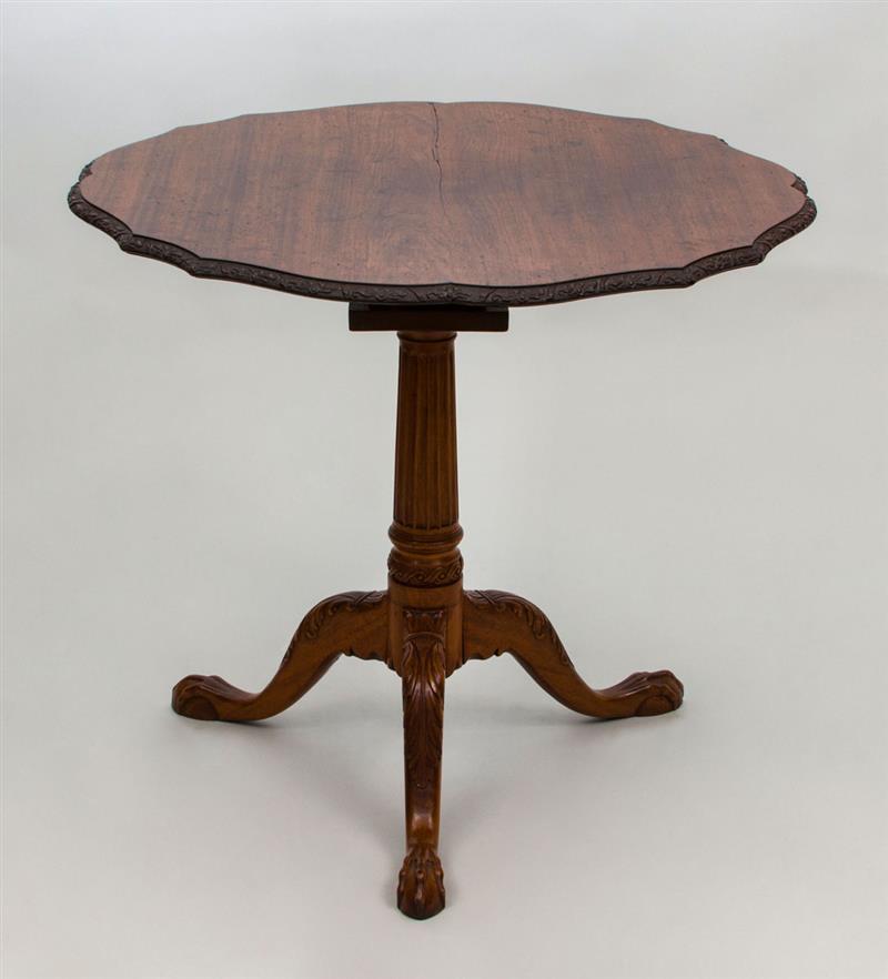 Appraisal: CHIPPENDALE-STYLE MAHOGANY BIRDCAGE FLIP-TOP TRIPOD TABLE x in diam Estimate