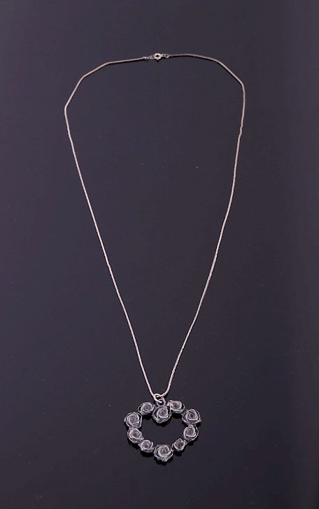 Appraisal: Sand Cast Sterling Silver Rose Necklace For your bidding pleasure