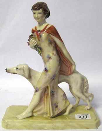 Appraisal: Kevin Francis Figure Lady with Dog Signed Original Design By