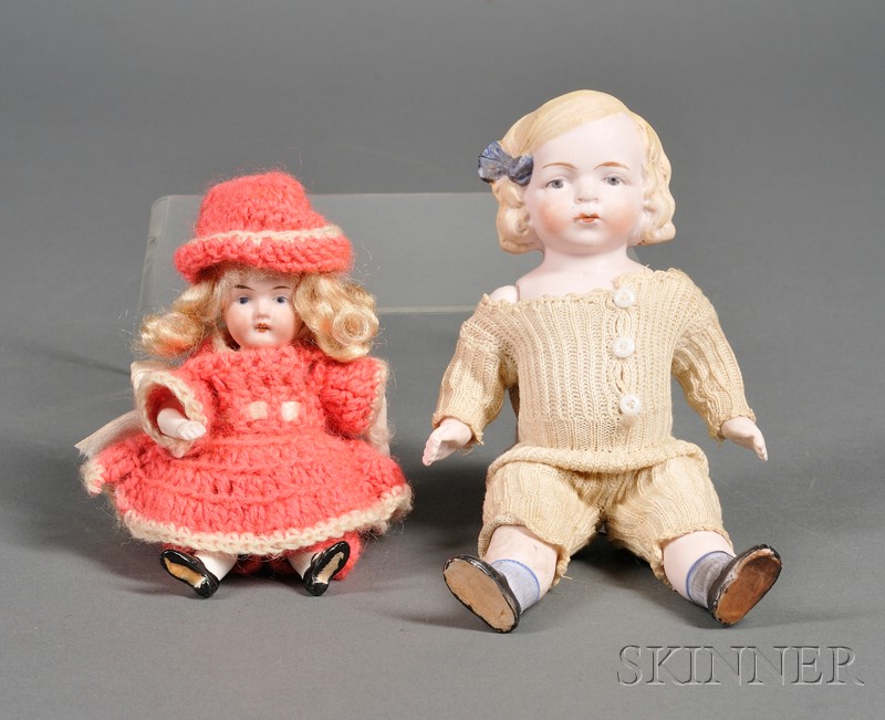 Appraisal: Two All-Bisque Dolls Germany late th century one molded and