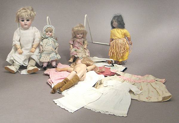 Appraisal: Early Bisque and Composition Dolls Collection of bisque German dolls