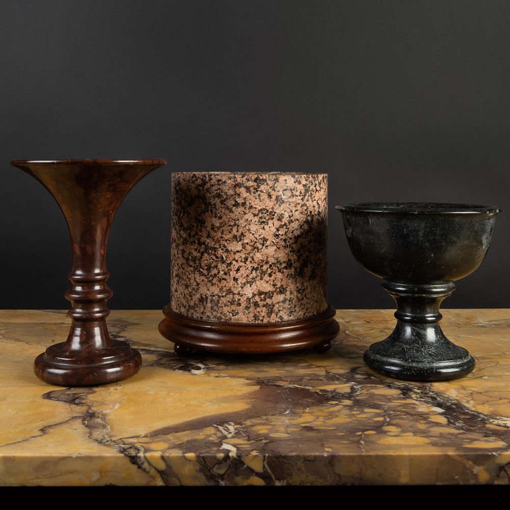 Appraisal: Group of Two Marble and a Granite Vessel The largest