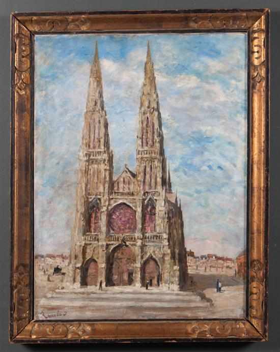 Appraisal: Jules Rambo Belgian th century French Cathedral oil on canvas