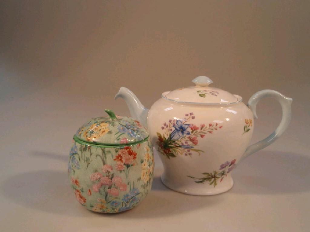 Appraisal: A Shelley porcelain tea pot with wild flowers decoration and