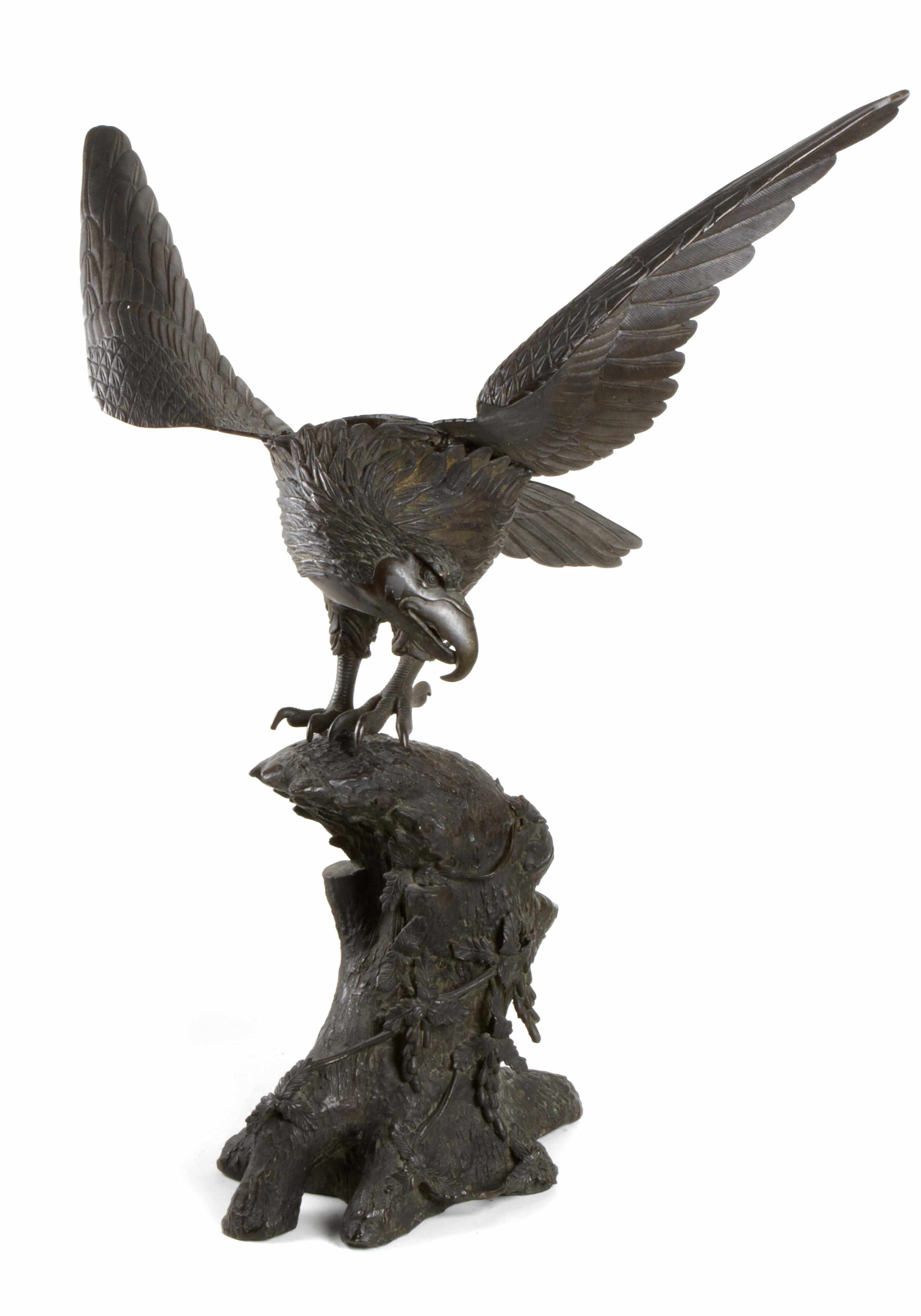 Appraisal: American School th Century Eagle on a perch unsignedpatinated bronze