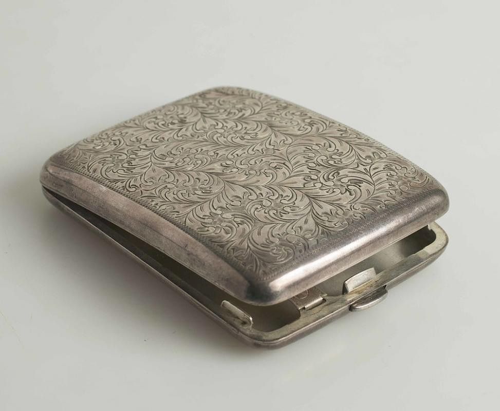 Appraisal: Silver Cigarette Case Silver monogrammed cigarette case Marked silver Dimensions