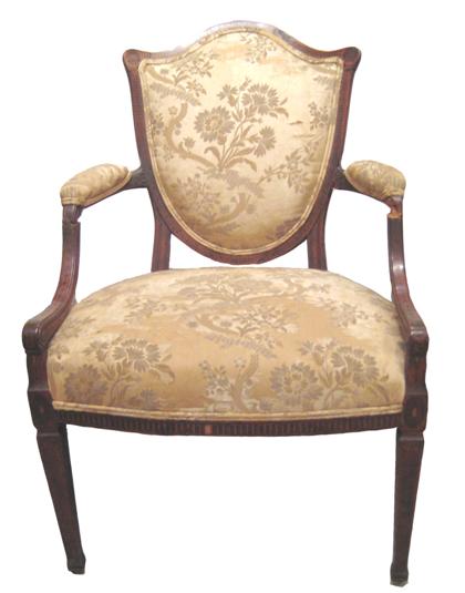 Appraisal: Renaissance revival inlaid upholstered arm chaircirca