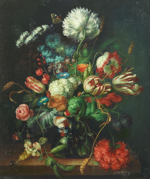 Appraisal: AMERICAN SCHOOL TH CENTURY x Dutch-style still floral still life