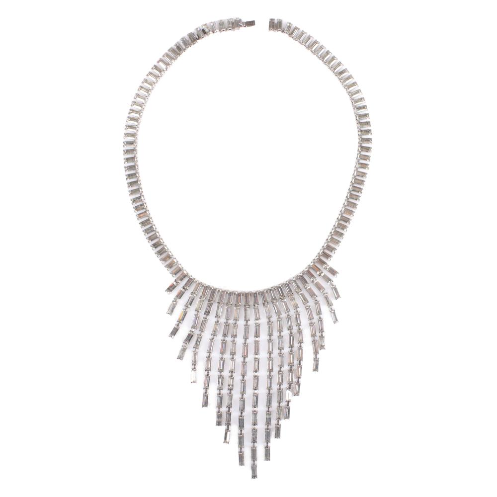 Appraisal: Yves Saint Laurent YSL diamante baguette graduated fringe bib designer