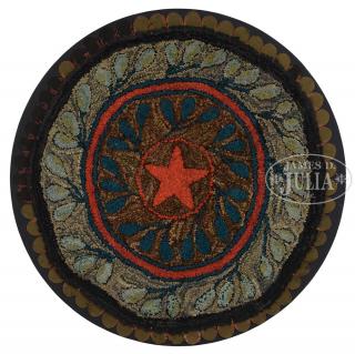 Appraisal: UNUSUAL ROUND HOOKED RUG WITH FIVE-POINTED STAR Early th century