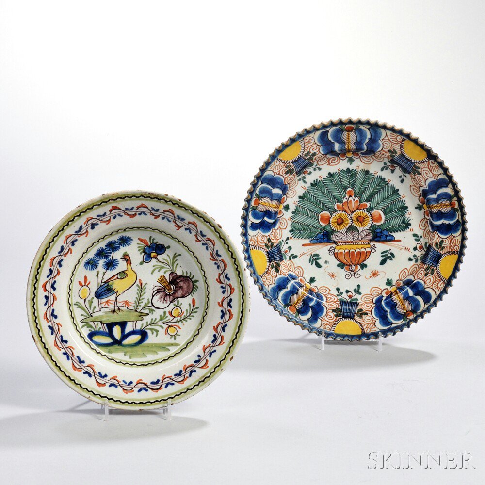 Appraisal: Two Delftware Polychrome Decorated Dishes Holland th century one by